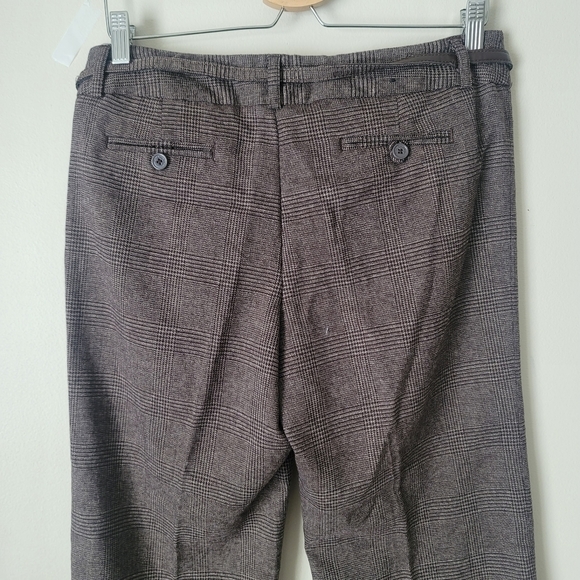 Della Spiga Checkered Wide Leg Dress Trouser Pants in Brown - Picture 8 of 13